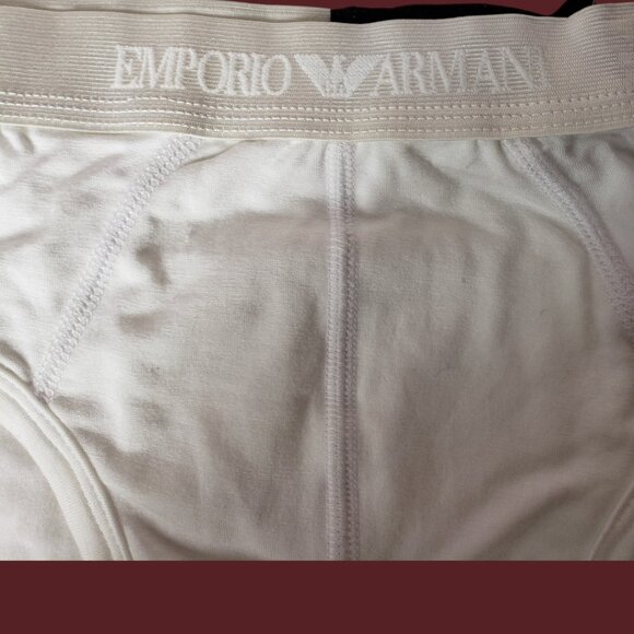 Emporio Armani Mens White Briefs Soft Stretchy Fabric White Size Large set of 2 - Picture 6 of 9
